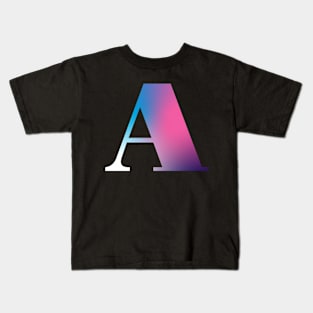 Capital Letter A Monogram Gradient Pink Blue White Kids T-Shirt